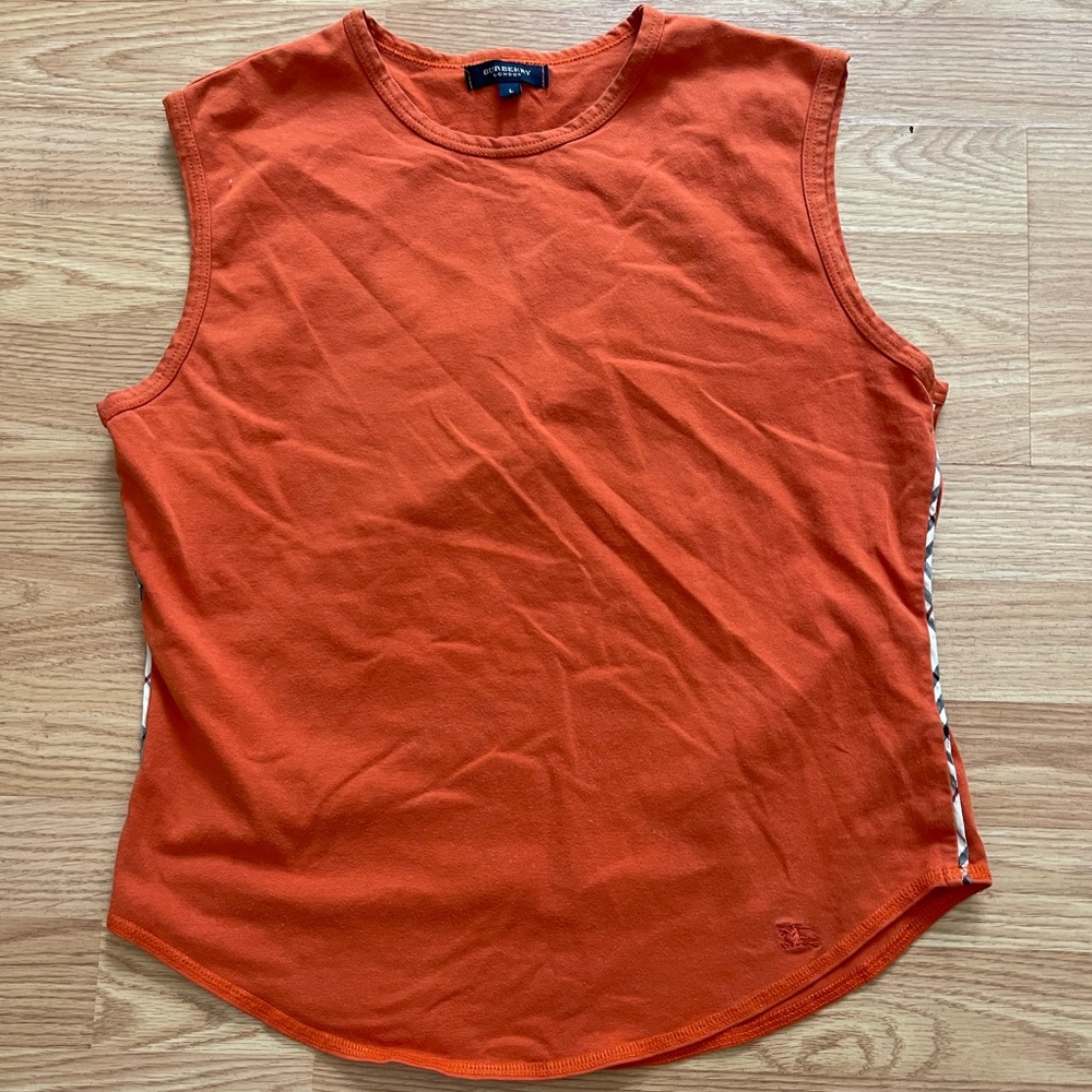 BurberryOrange Sleeveless Cotton Tank Top